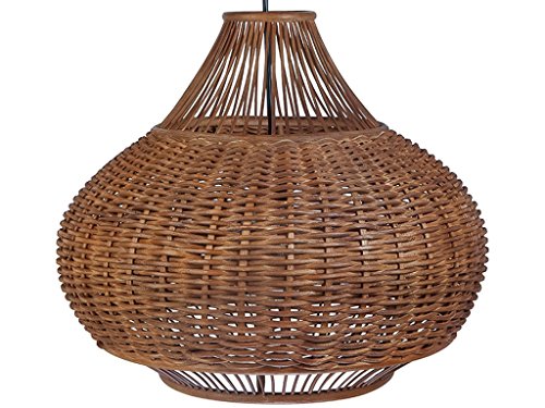 KOUBOO 1050064 Handwoven Wicker Pear Pendant lamp, 18" x 18" x 15", Rustic Brown