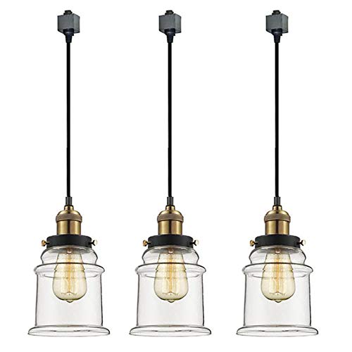 Kiven H-Type Track Pendant Light Industrial Hanging Lamp, Vintage Edison Glass Pendant Light, Modern Vintage Farmhouse Kitchen L