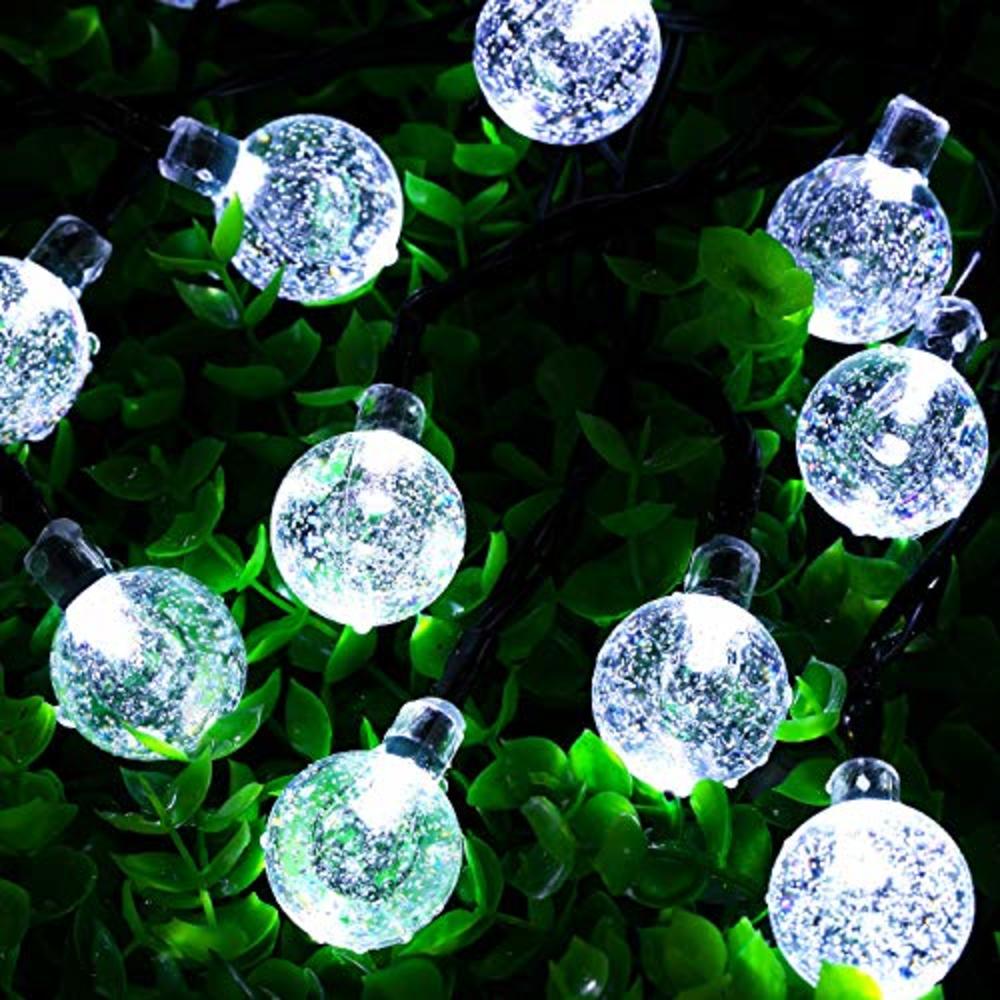 Brightown Solar String Lights Outdoor 60 Led 35.6 Feet Crystal Globe Lights with 8 Lighting Modes, Waterproof Solar Powered Pati