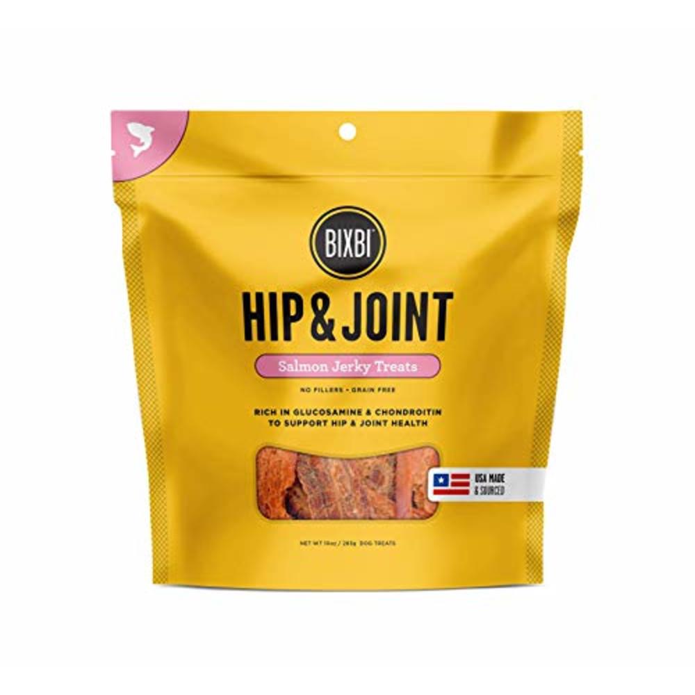 BIXBI Hip & Joint Support Salmon Jerky Dog Treats, 10 oz - USA Made Grain Free Dog Treats - Glucosamine, Chondroitin for Dogs - 
