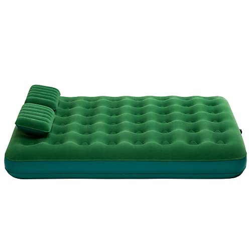 Simpli Comfy Queen Air Mattress Portable Blow Up Air Bed with Battery Pump and Two Pillows for Comfortable Sleep at Home, Travel