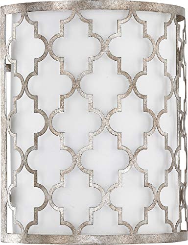 Capital Lighting 4546AS-566 Ellis White Fabric & Frosted Glass Double Shade Wall Sconce, 2-Light 80 Total Watts, 12"H x 10"W, An