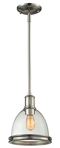 Z-Lite 718MP-BN 1-Light Mini Pendant with Steel Frame and Clear seedy Shade