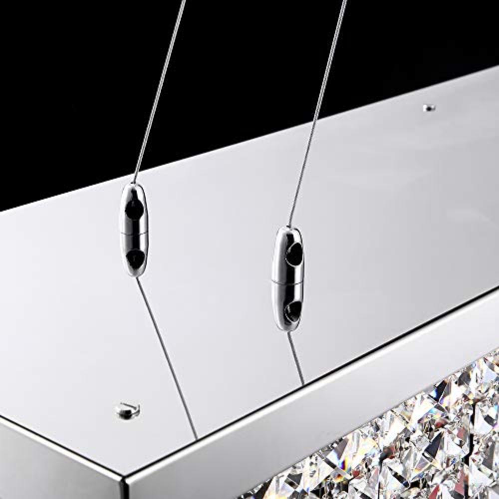 SILJOY Modern K9 Crystal Pendant Chandelier Lighting Rectangular Ceiling Light Fixture for Dining Room Kitchen Island L31.5" x W