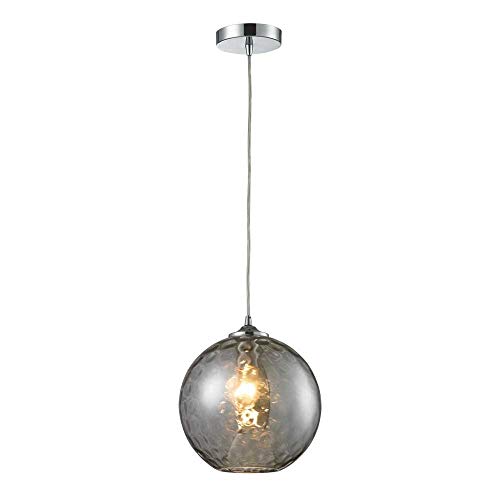 Elk 31380/1SMK HGTV Home Watersphere 1-Light Pendant with Smoke Glass Shade, 10 by 11-Inch, Polished Chrome Finish