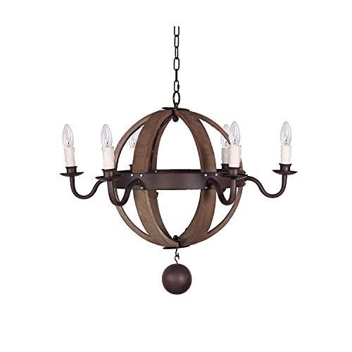 TX USA Corporation Wood and Metal Sphere Chandelier - Natural
