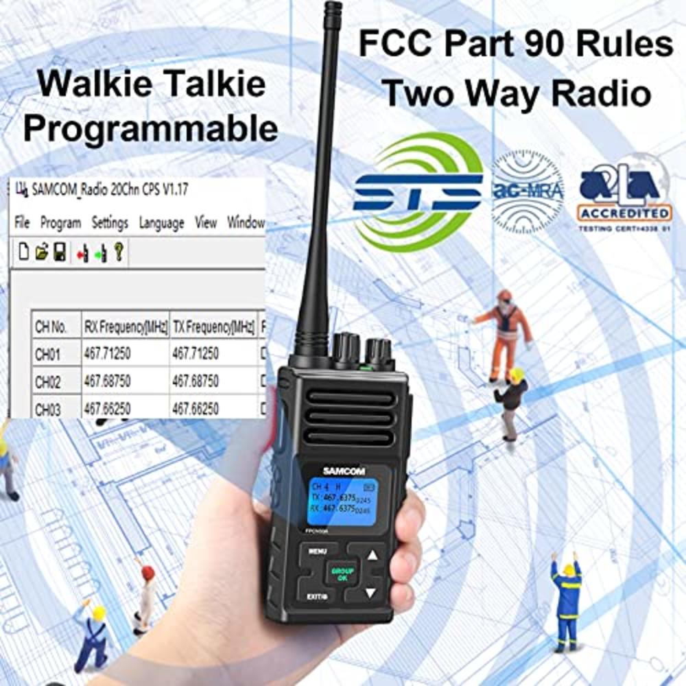 SAMCOM Two Way Radios, SAMCOM FPCN30A 2 Way Radio Long Range 5 Watts UHF Rechargeable 1500mAh Battery Programmable Walkie Talkies for A