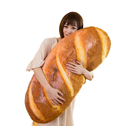 Levenkeness 3D Simulation Bread Shape Plush Pillow,Soft Butter Toast Bread Food Cushion Stuffed Toy for Home Decor 31.4"