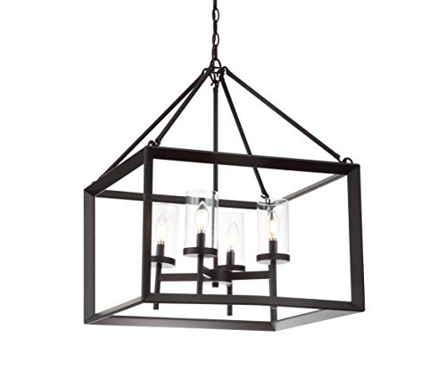 JONATHAN Y JYL7413A Anna 21" 4-Light Metal/Glass LED Pendant, Traditional, Classic for Kitchen, Living Room, 4 Bulb, Oil