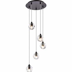 Elegant Lighting Luxurious Eren Adjustable Hanging 5 Lights Pendant for Living Room, Kitchen, Bedroom & Hallway, Black