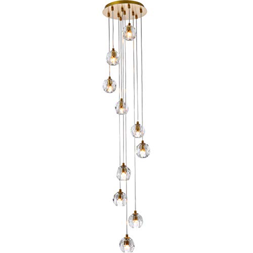 Elegant Lighting Luxurious Eren Adjustable Hanging 10 Lights Pendant for Living Room, Kitchen, Bedroom & Hallway, Gold