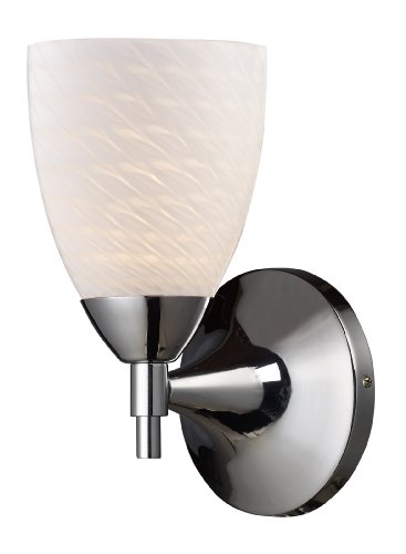 Elk 10150/1PC-WS Celina 1-Light Sconce in Polished Chrome with White Swirl Glass