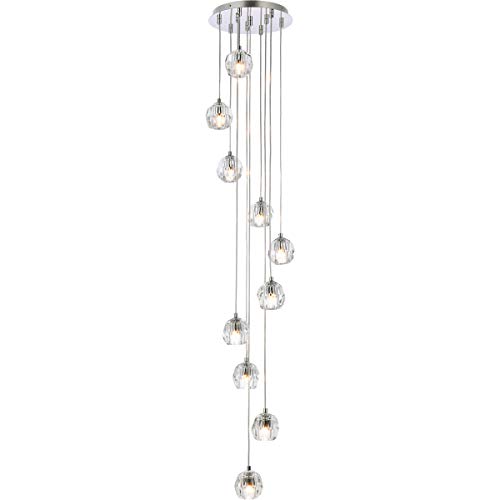Elegant Lighting Luxurious Eren Adjustable Hanging 10 Lights Pendant for Living Room, Kitchen, Bedroom & Hallway, Chrome