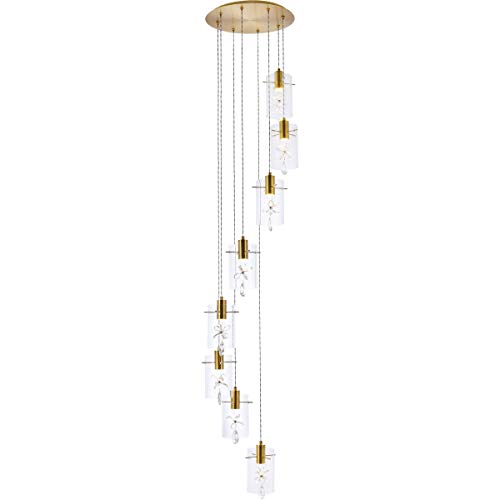 Elegant Lighting Luxurious Hana 8 Lights Pendant for Living Room, Kitchen, Bedroom & Hallway, Gold