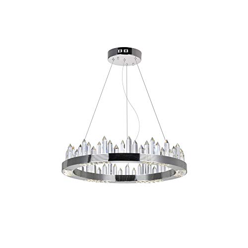 CWI Lighting Agassiz 24" Contemporary Metal LED Chandelier in Polished Nickel