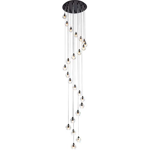 Elegant Lighting Luxurious Eren Adjustable Hanging 24 Lights Pendant for Living Room, Kitchen, Bedroom & Hallway, Black