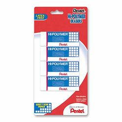 Pentel Hi-Polymer Erasers, White, Pack Of 4