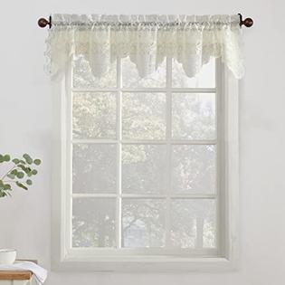 No 918 Alison Sheer Lace Kitchen, Kitchen Swag Curtains Valance