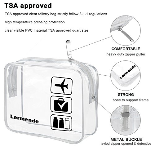 Lermende 3pcs Lermende TSA Approved Toiletry Bag For Women , Travel Toiletry Bag for Men, Airport Carry On Small Clear Toiletry Bag Cosme