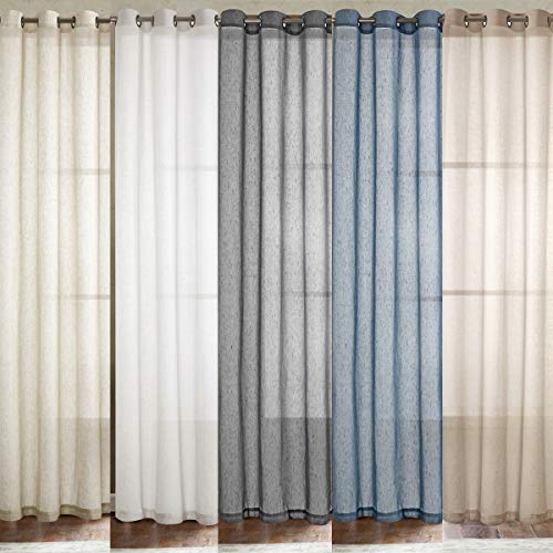 White Sheer Linen Curtains 102 Inches, 102 Inch Long Shower Curtain