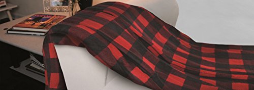 Biddeford Blankets Micro Plush Electric Heated Blanket with Digital Controller, Throw, Black/Red Buffalo Plaid