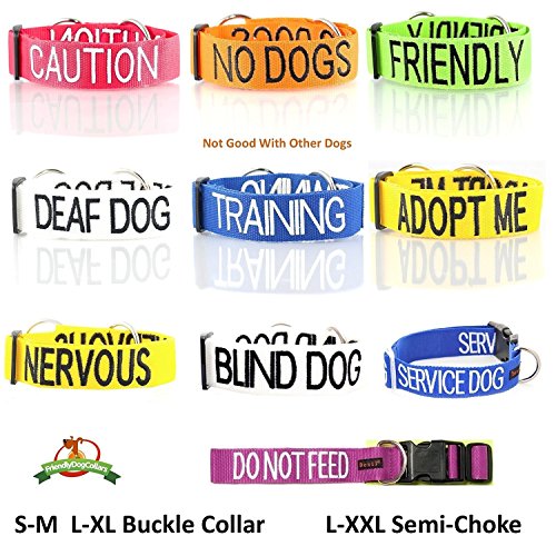 Dexil Limited DEAF DOG White Color Coded L-XXL Semi-Choke Dog Collar (No/Limited Hearing) PREVENTS Accidents By Warning Others of Your Dog in 