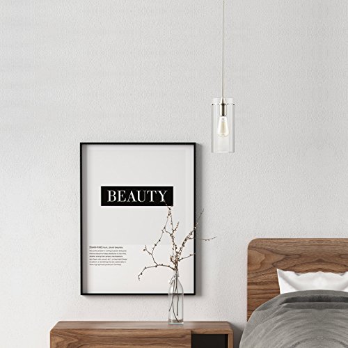 Light Society Montreal Cylindrical Pendant Light, Satin Nickel with Clear Glass Shade, Contemporary Minimalist Modern Lighting F