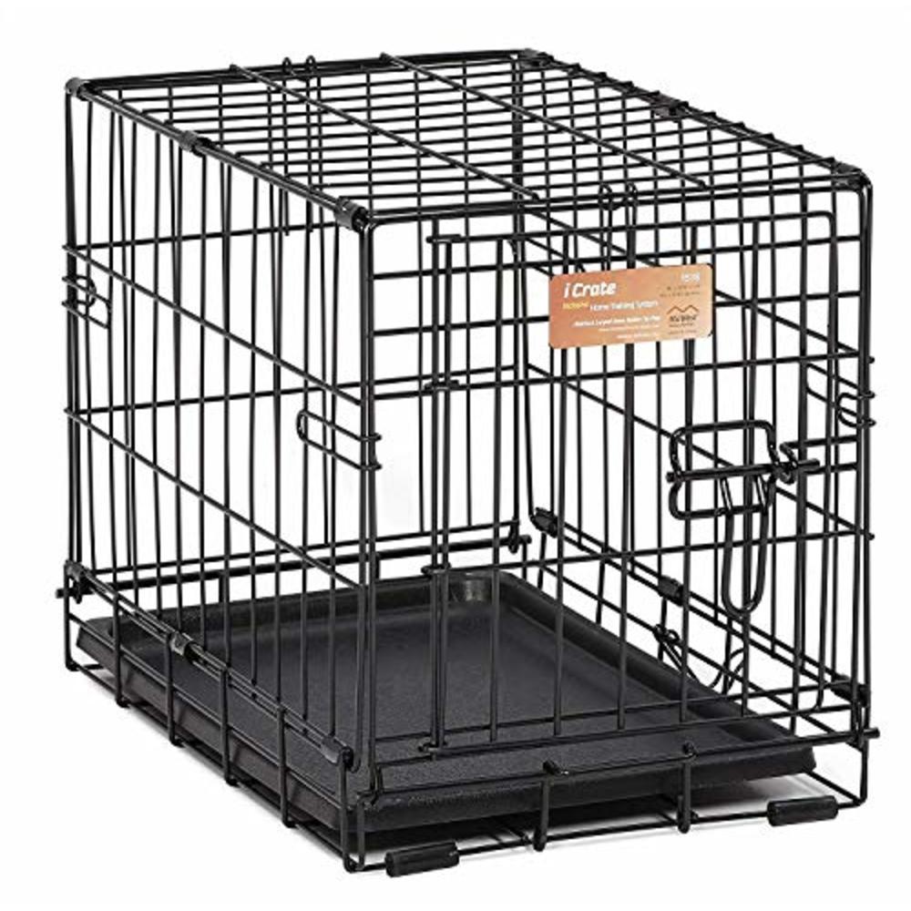 MidWest Homes for Pe Dog Crate | MidWest ICrate XXS Folding Metal Dog Crate w/ Divider Panel, Floor Protecting Feet & Leak Proof Dog Tray | 18L x 12W