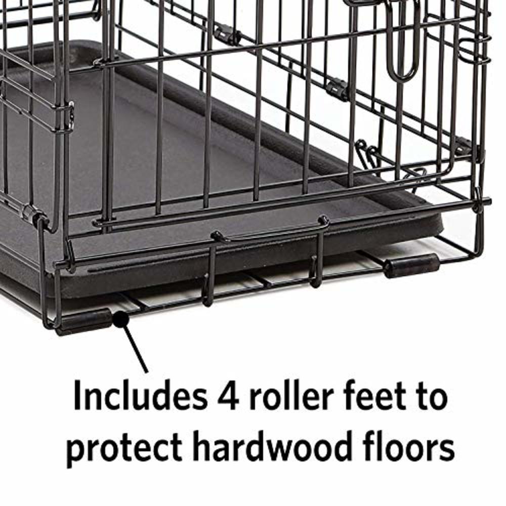 MidWest Homes for Pe Dog Crate | MidWest ICrate XXS Folding Metal Dog Crate w/ Divider Panel, Floor Protecting Feet & Leak Proof Dog Tray | 18L x 12W