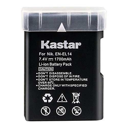 Kastar Hand Tools BA-1B-ENEL14-D Kastar Battery Replacement for Nikon EN-EL14 EN-EL14a MH-24 MH-24a and Nikon D3200 D3300 D3400 D3500 D5100 D5200 D5300 D55