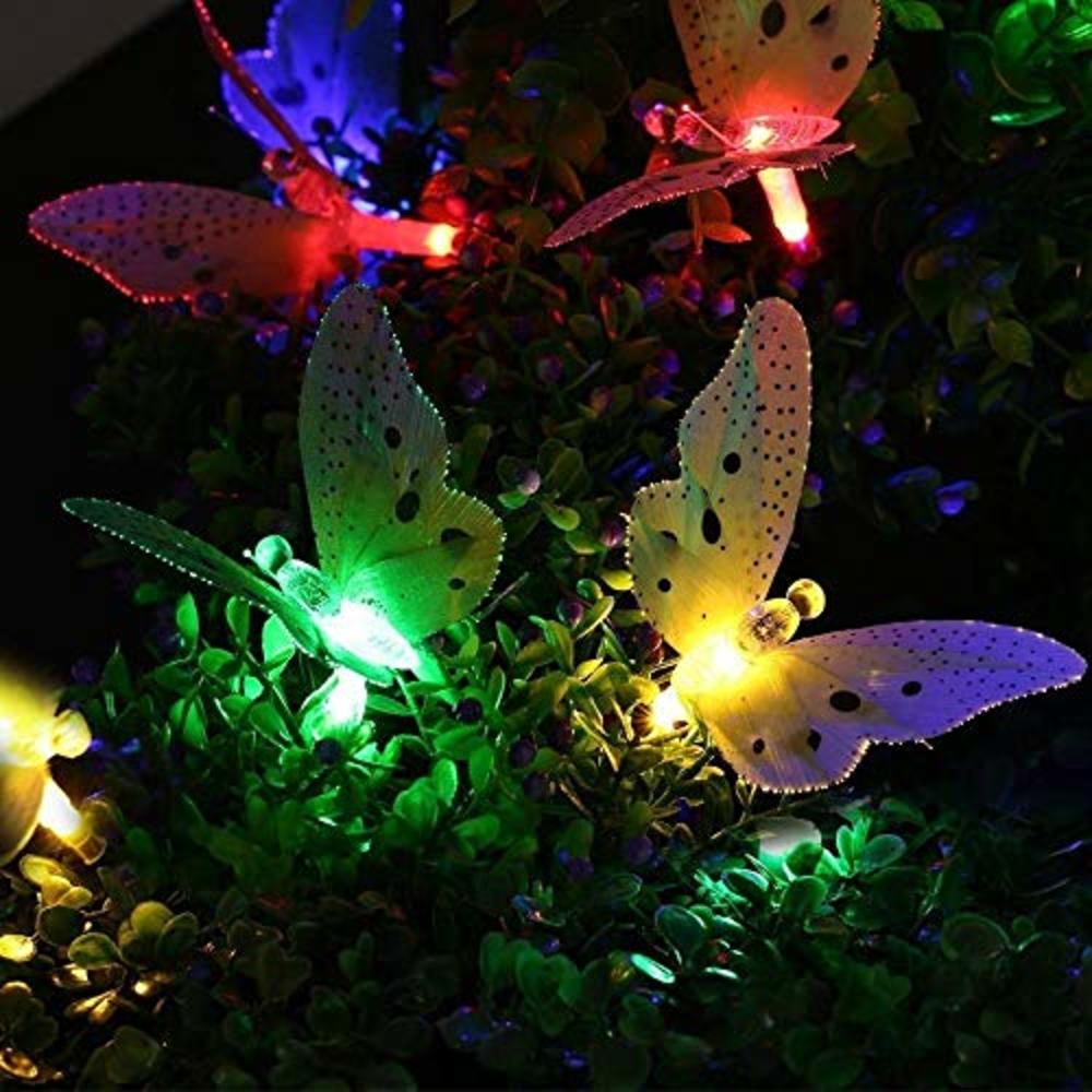 Berocia Butterfly Solar String Lights Outdoor, 12 LED Waterpoof LED Solar Butterfly Lights Outdoor Indoor for Bedroom (Butterfly
