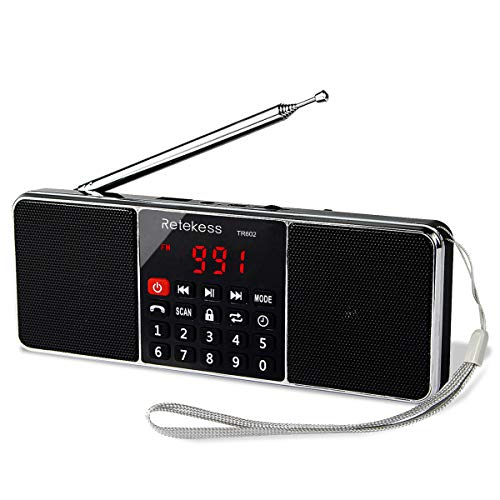 Retekess TR602 Digital Radios, Radios Portable AM FM, Stereo Rechargeable Radio Supports TF USB Port, Sleep Timer and Hand-Free 