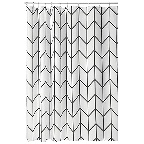 mDesign Decorative Herringbone Print - Easy Care Fabric Hotel Quality Shower Curtain with Reinforced Buttonholes, for Bathroom S