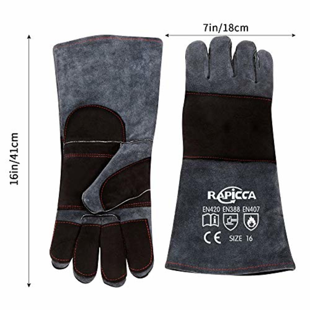 RAPICCA Animal Handling Gloves Bite Proof Kevlar Reinforced Leather Padding Dog,Cat Scratch,Bird Handling Falcon Gloves Grabbing