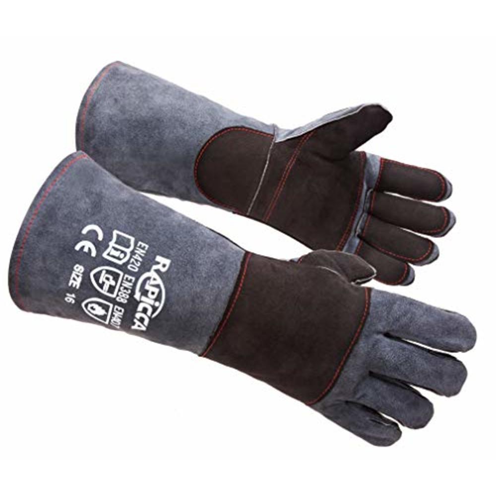 RAPICCA Animal Handling Gloves Bite Proof Kevlar Reinforced Leather Padding Dog,Cat Scratch,Bird Handling Falcon Gloves Grabbing