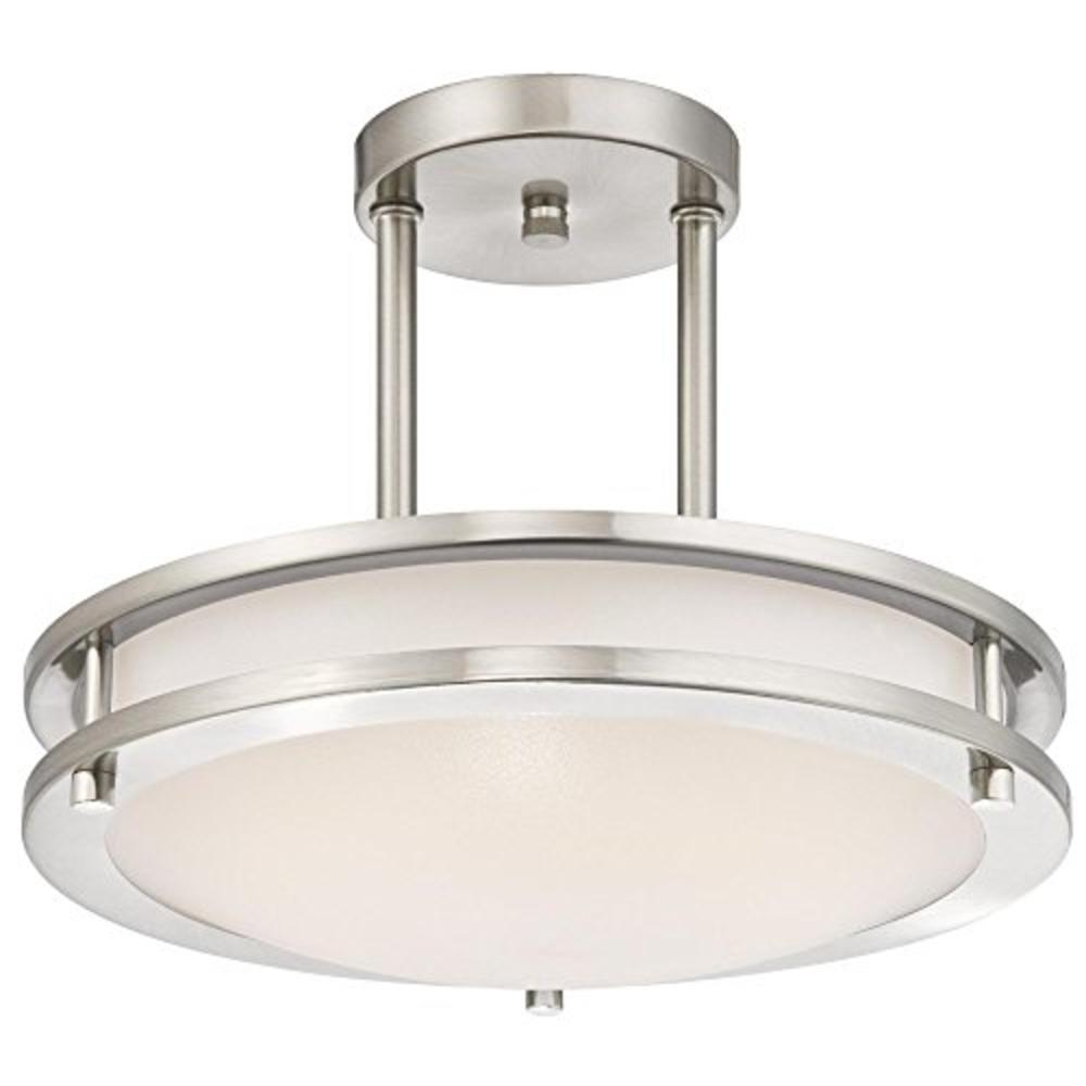 Westinghouse Lighting 6400900 Lauderdale Dimmable LED Indoor Semi-Flush Mount Ceiling Fixture, 11.88", Brushed Nickel Finish