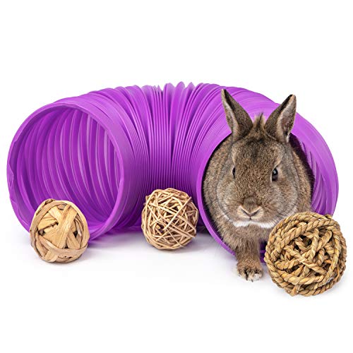 Niteangel Small Animal Foldable Play Tunnel with Fun Toys,  x   inches for Guinea Pigs, Rats and Dwarf Rabbits (Purple)