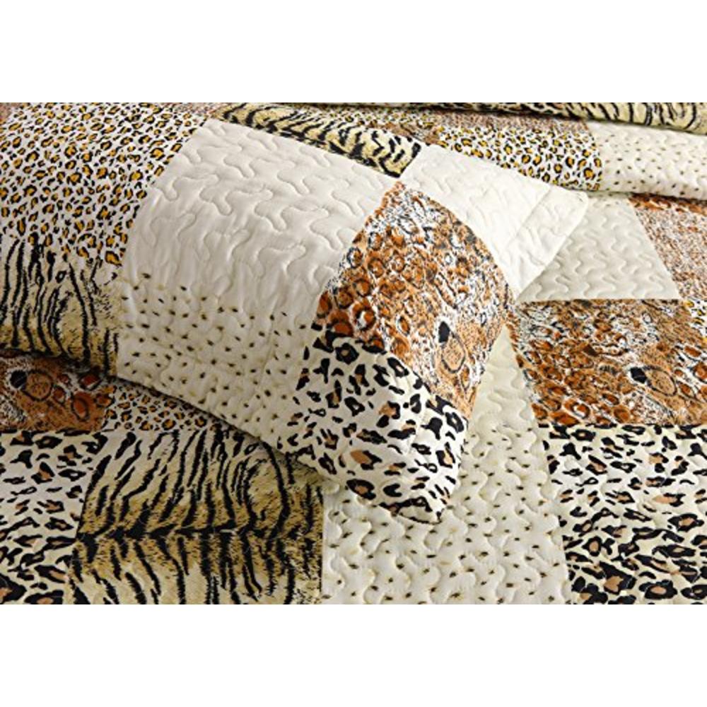 marcielo MarCielo 3 Piece Quilted Bedspread Leopard Print Quilt Quilt Set  Bedding Throw Blanket Coverlet Animal Print Bedspread Ensemble