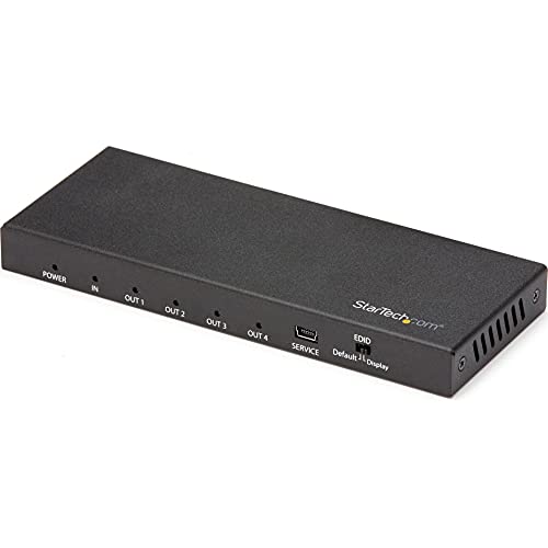 StarTech.com HDMI Splitter - 4-Port - 4K 60Hz - HDMI Splitter 1 In 4 Out - 4 Way HDMI Splitter - HDMI Port Splitter (ST124HD202)