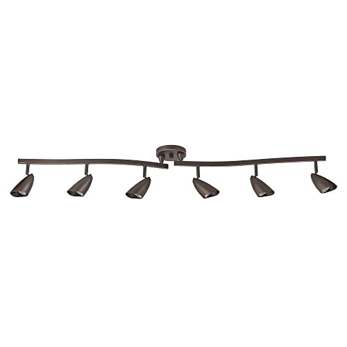 Globe Electric 59376 Grayson 6-Light Adjustable S-Shape Track Lighting, Bronze Color, Oil Rubbed Finish, Bulbs Included, 8.66"