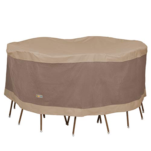 Duck Covers Elegant Waterproof 72 Inch Round Patio Table & Chair Set Cover