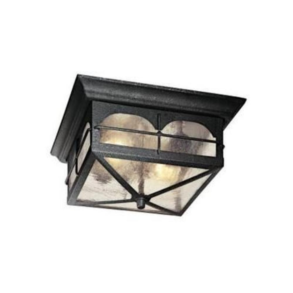 Home Decorators Collection Flushmount 2-Light Outdoor Aged Iron Lantern
