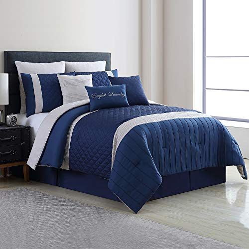 Modern Threads 9-Piece Landon Embellished Comforter Set, Queen, Blue/Navy