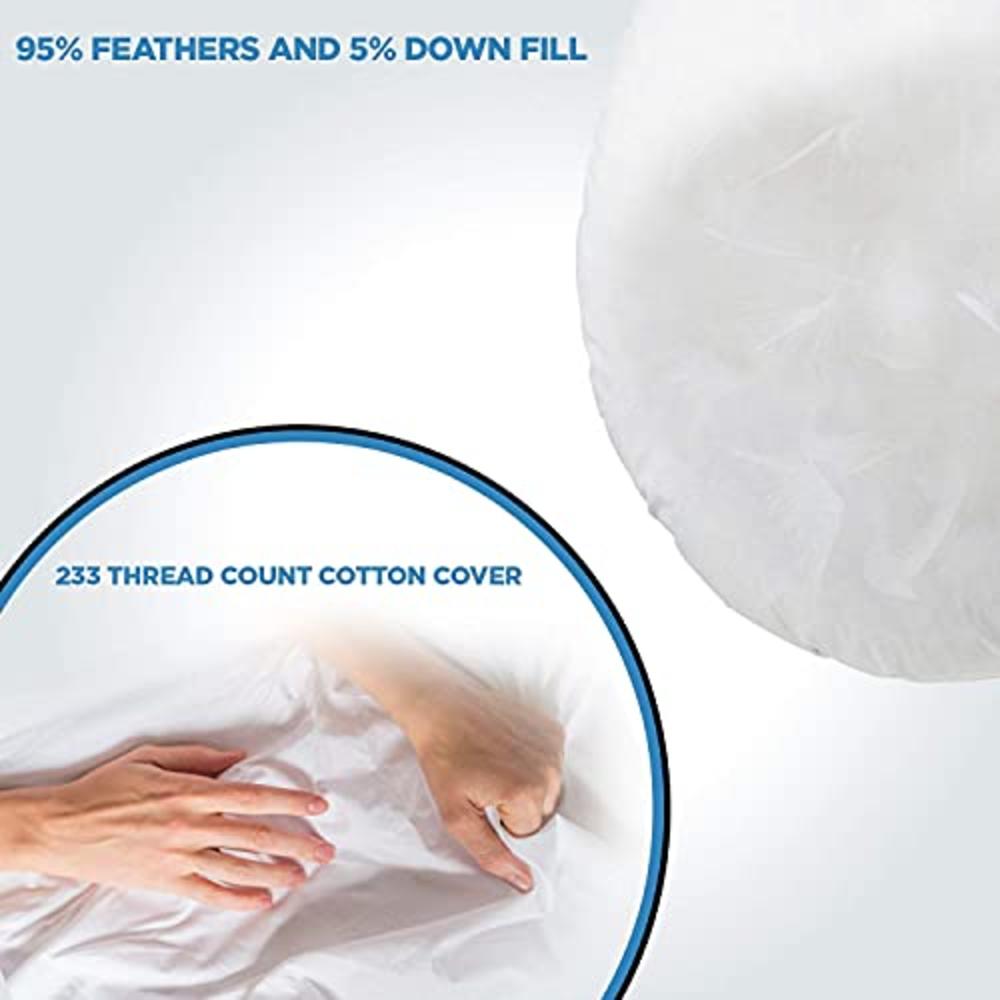 ComfyDown 95% Feather 5% Down, 18 inch Diameter Round Decorative Pillow Insert, Sham Stuffer - Made in USA