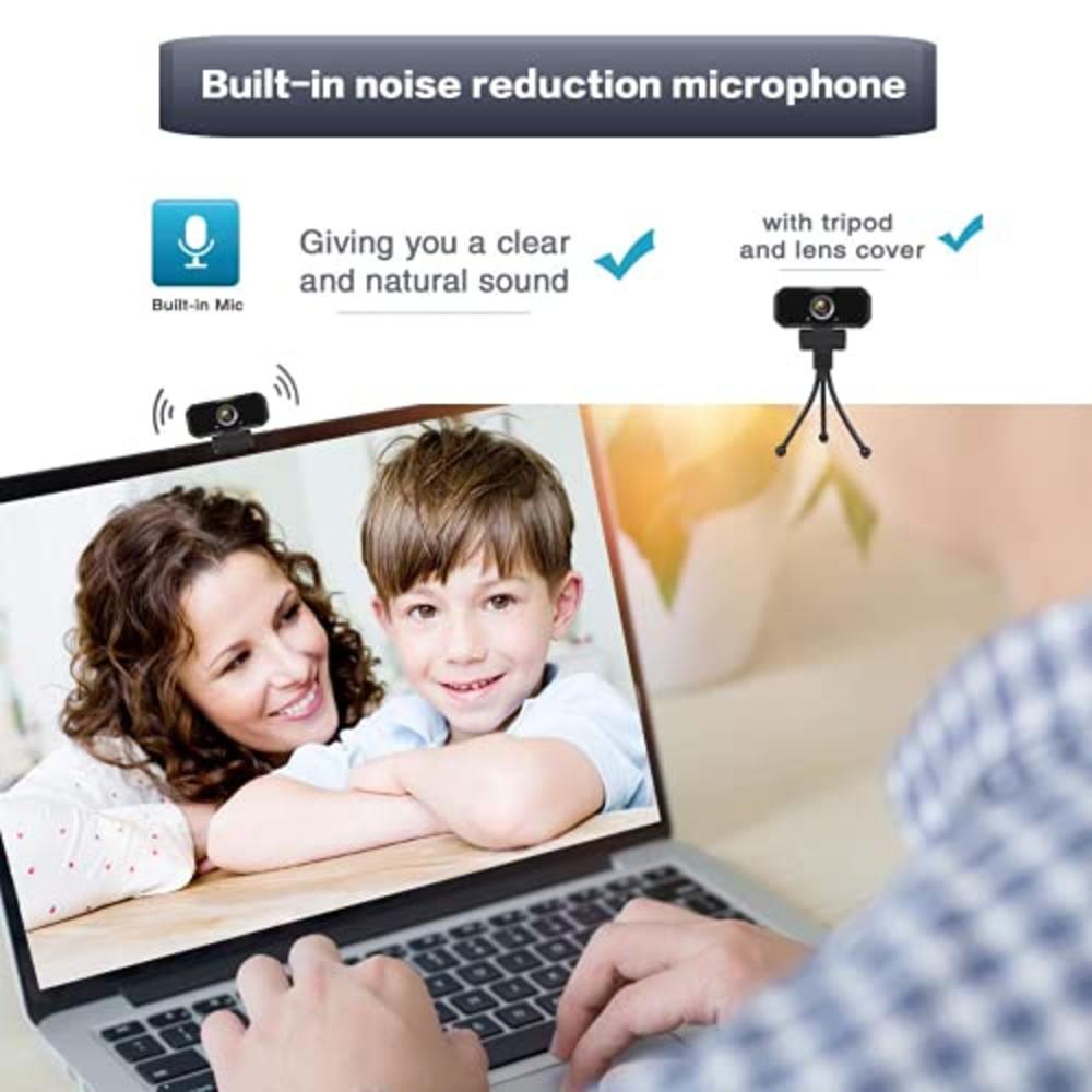 Svcouok Webcam 1080p HD Computer Camera - Microphone Laptop USB PC Webcam with Privacy Shutter and Tripod Stand, 110 Degree Live Streami