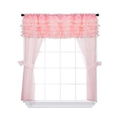 Baby Doll Lucky Game Baby Doll Bedding Layered 5 Piece Window Valance and Curtain Set, Pink