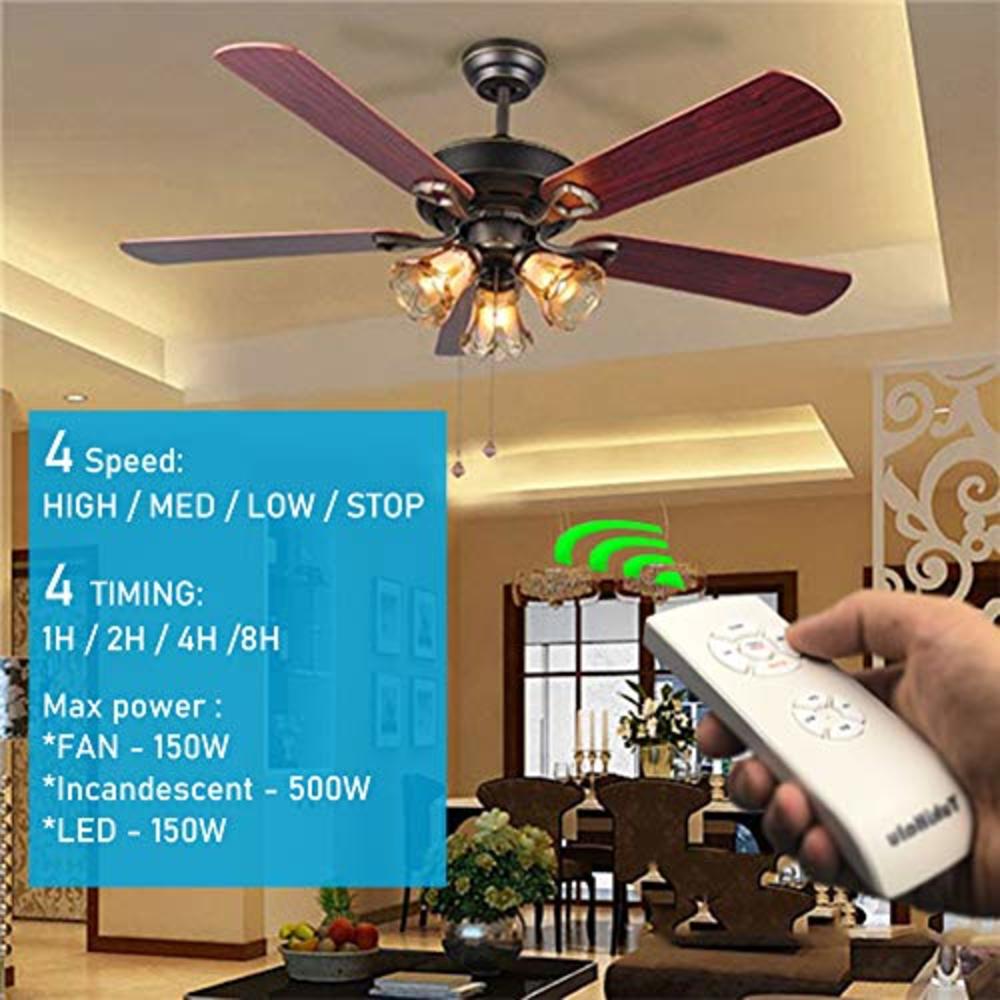 YukiHalu Small Size Universal Ceiling Fan Remote Control kit, ETL&FCC Listed, Beep ON/Off Setting, Wireless Remote Controls with