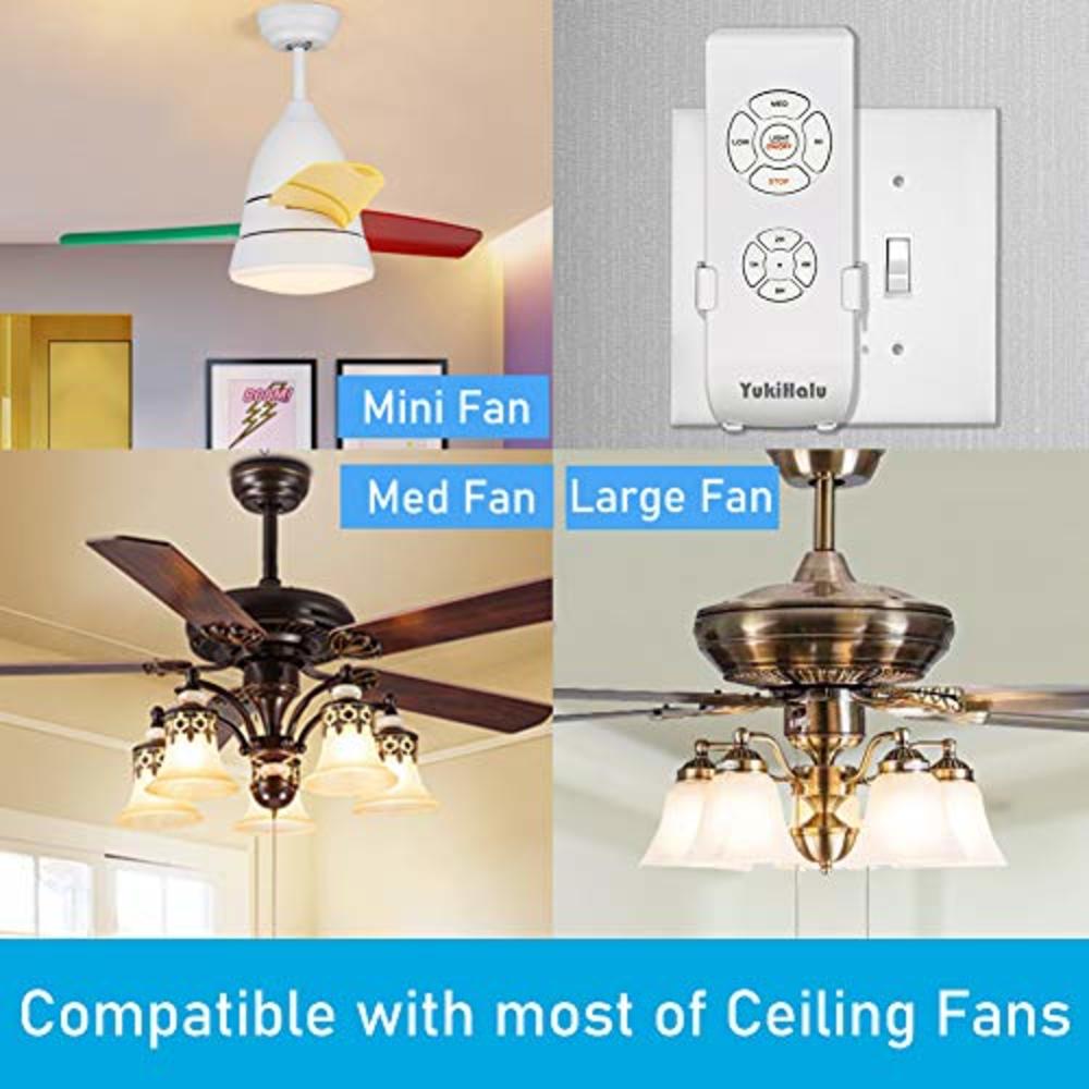 YukiHalu Small Size Universal Ceiling Fan Remote Control kit, ETL&FCC Listed, Beep ON/Off Setting, Wireless Remote Controls with