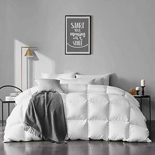 APSMILE Organic Cotton Goose Feather Down Comforter Medium Warm All Season King Size Duvet Insert (106x90,Ivory White)