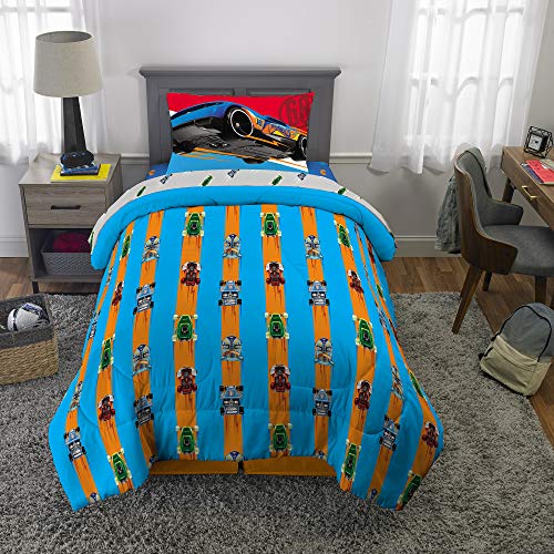 Kids Bedding Hot Wheels Cars Boys Reversible Twin Comforter, Sheets & Bonus Sham (5 Piece Bed in Bag) + Homemade Wax Melts